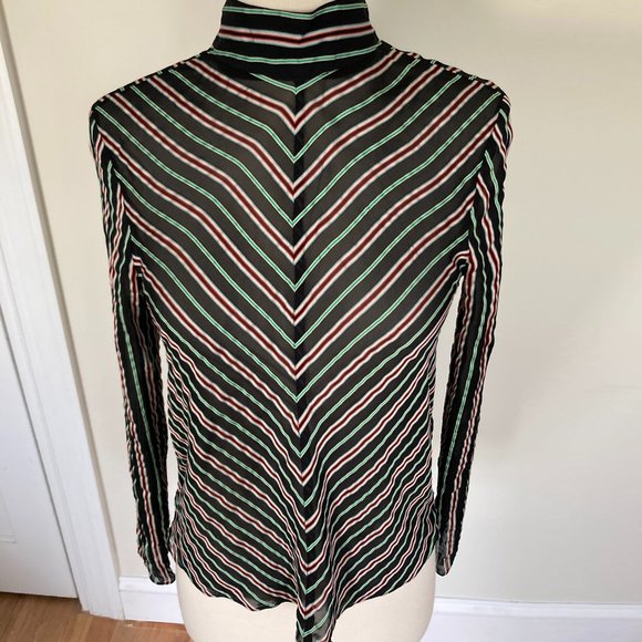 &Other Stories Sheer Chevron Stripe Top, Black/Stripe, 34/XS - Picture 4 of 13